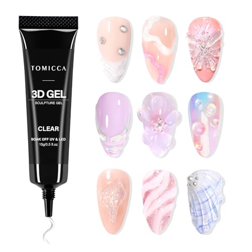 TOMICCA 3D Nail Gel Clear Sculpture Gel 15g Nail Art Sculpting for 3D Modeling Design Sculpting Beginners DIY Manicure Salon at Home