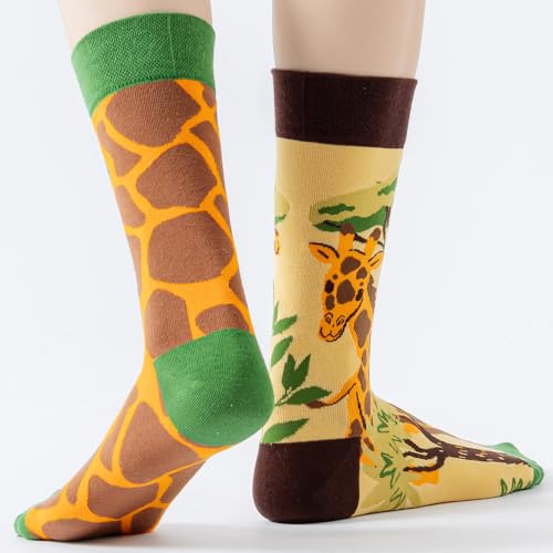 Image of 2 Pairs Cartoon Animal Crew Socks Fun Cotton Mid Calf Socks for Women
