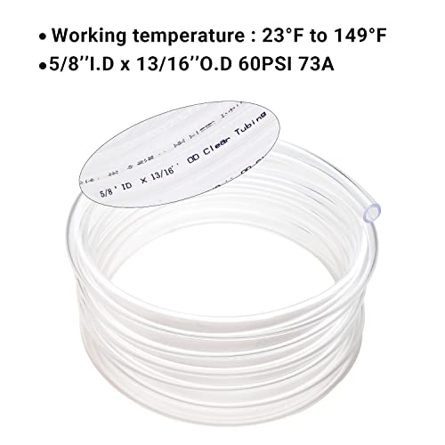 Clear Vinyl Tubing 5/8" Id × 13/16" Od -50 Ft 45Psi,Flexible Plastic Tubing,Bpa Free Non-Toxic, Multipurpose Hybrid Clear Reinforced Tubing #TOP4