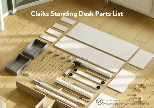 Image of Claiks Standing Desk with Drawers & Wheels, 2 Height Shelf 63 inch White
