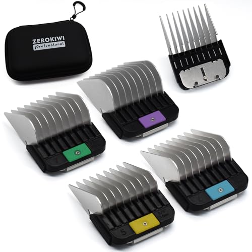ZEROKIWI 4 Peignes Guides Professionnels en Acier Inoxydable Type A5, 16/19/22/25mm, 5/8