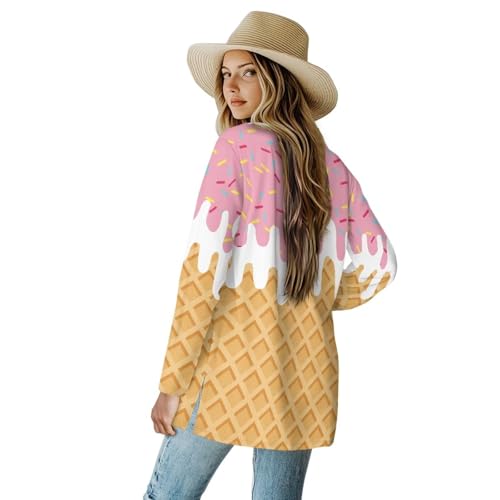 Image of Biyejit Women's Long Sleeve Open Front Cardigan Casual Loose Lightweight Cardigans with Pockets Drape Cardigan