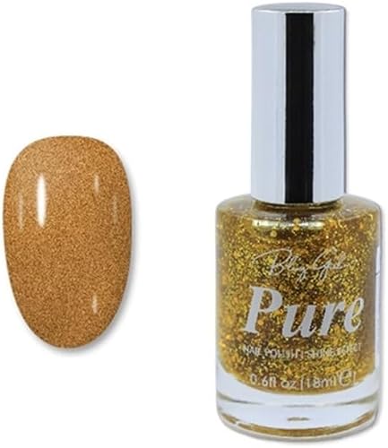 Pure Nail Polish Shine Effect Gold Glitter 60 | Sparkling Finish, Long-Lasting Colour, Glitter Formula, 0.6 fl oz Bottle, Shimmer Effect