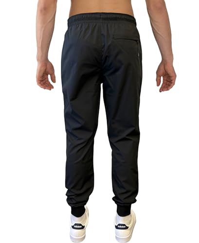 WT02 Men's Quick Dry Tech Woven Nylon Jogger Pants, Monogram Print, Lightweight, Water Resistant4