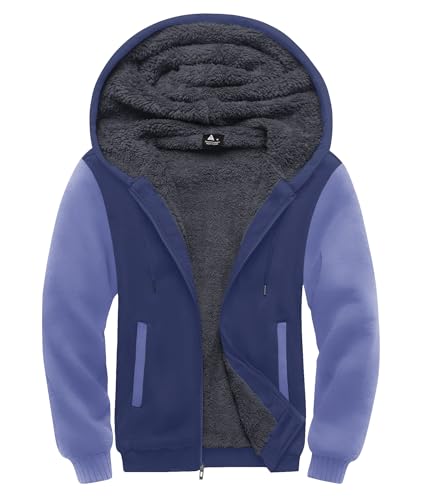 Image of SCODI Hoodies for Men Heavyweight Fleece Sweatshirt Zip Up Thick Jacket | Machine Wash, Soft, Warm, Winter, Outdoor Activities, Gym, Office, Casual, Daily Wear, Full Zipper Sherpa Lined Hooded Coat