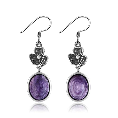 Boucles d'oreilles ovales fleur naturelle 8x10mm le cadeau idéal