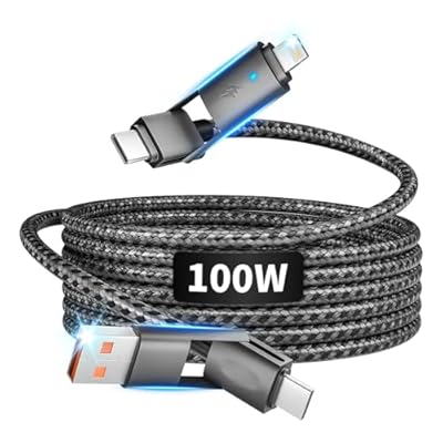 Braided 4 in 1 Charging Cable, 100W iPhone Char...