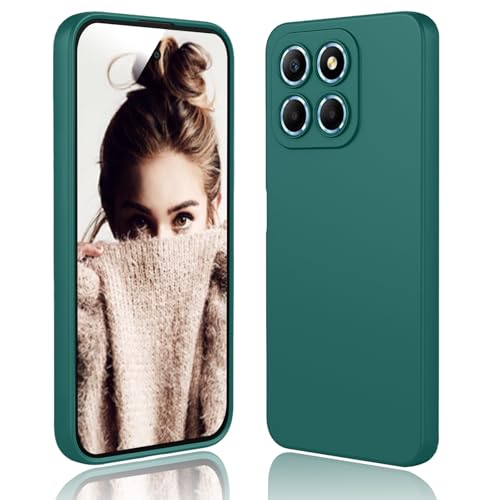 DESSEN Funda para Huawei Honor X8 5G / X6 / Honor 70 Lite Capa - Líquida Silicona Carcasa Antigolpes Protector Móvil Case Cover Suave Delgada Bumper con Forro de Microfibra Antiarañazos, Verde Oscuro