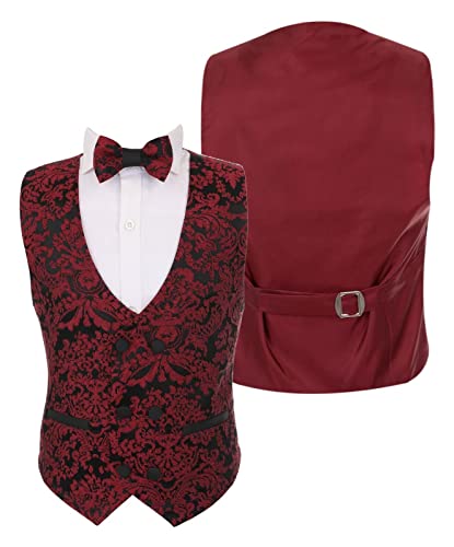 Traje de esmoquin floral para niños con elegante bordado de 6 piezas para bodas 5