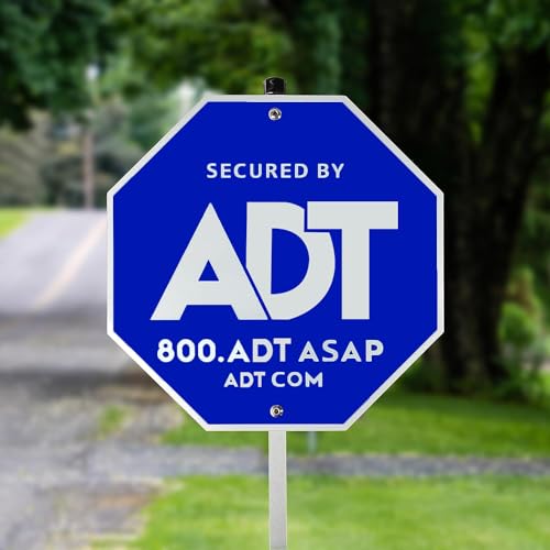 ADT Security Sign - Heavy Duty 28" Aluminum Yard Sign with Metal Stake Outdoor - Resistant Protection 2 Pack