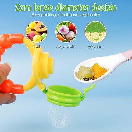 Episkey Teething Baby Fruit Feeder Pacifier Silicone Food Feeders for Babies Infants Toddlers Food Nibbler Soft Silicon Chewing Fruit Feeder Baby Veggie Teether | Hygenic & BPA Free | Pacifier for Infant 3+ Months (1pcsBUBBLET) 2