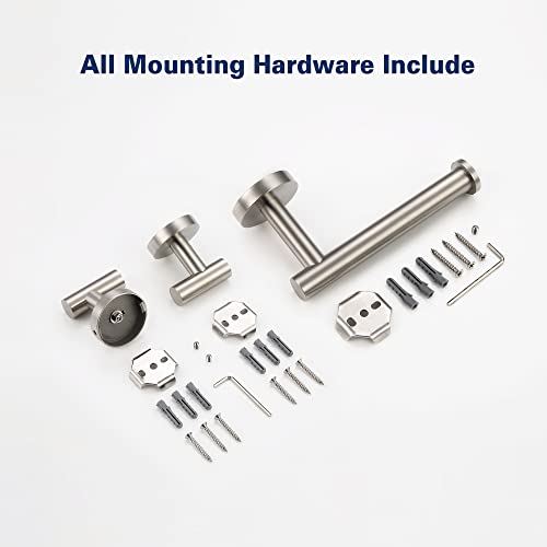 Bathroom Hardware Set, Premium Stainless Steel 3-Piece Include 5 Inch Toilet Paper Holders And 2 Towel Robe Holder Hook For Bathroom, Kitchen, Washroom Wall Mount Brushed Nickel #TOP4