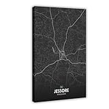 CFIOZYOS Black And White Map Jessore BD Skyline Wall Art - Black And White Wall Art Frame 20x30inch(50x75cm)