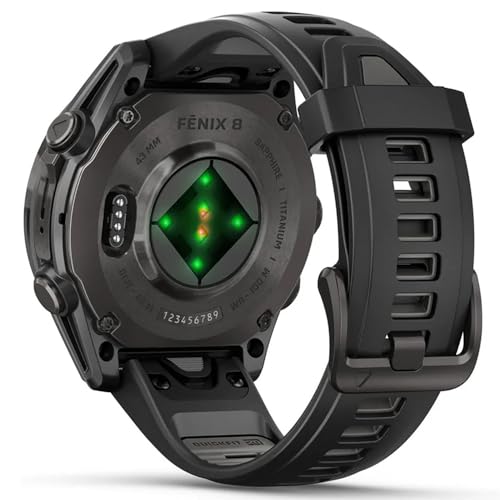 Image of Garmin Fenix 8 43mm AMOLED Sapphire Multisport GPS Smartwatch, Carbon Gray Titanium with Black Silicone Band, 010-02903-20 - Bundle w /Deco Essentials Charging Dock, Dust Cover and USB-C Cable