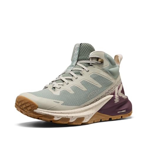 KEEN Womens Targhee Apex Mid Height Durable Lightweight Comfortable Waterproof Hiking Boots Lily Pad/Fig 9.5
