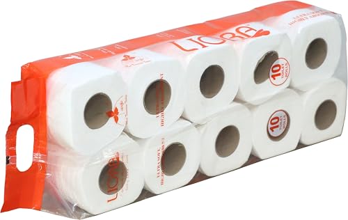 Image of Liora 3 Ply Toilet Tissue Paper Roll 10 in 1, Pack of 2, Soft Toilet Paper Rolls Multi layer, Highly Absorbent Toilet papers Rolls, 235 Pulls /Roll (2,350 Sheets)