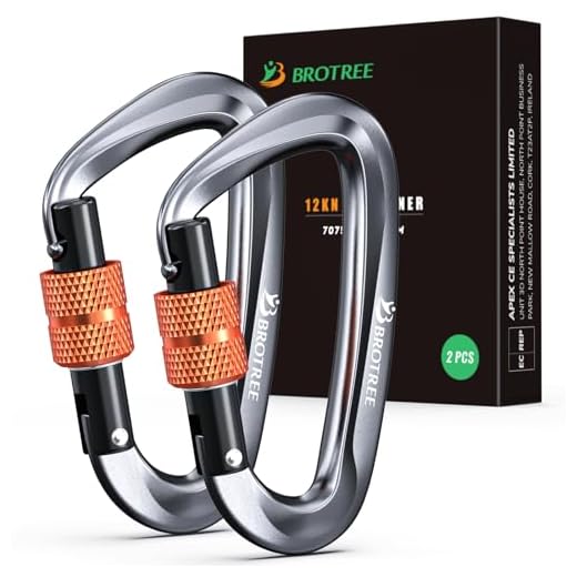 Brotree Mosquetones de Bloqueo 12KN (1200 kg) Mosquetón de Aluminio Resistente con Cierre de Resorte para Hamaca, Senderismo, Gimnasio - Seguridad 8cm Forma de D Mosquetones con Seguro