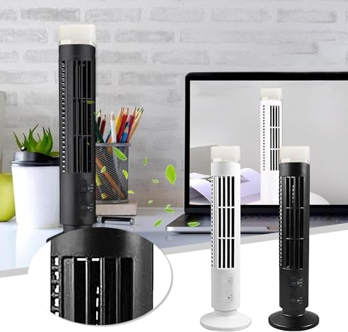 Portable Air Cooler Fan,Streamlined Tower Fan with LED,Powerful Wind,Space-saving, Bladeless Design, USB Interface and Air Circulation Summer for Bedroom Office (Black)