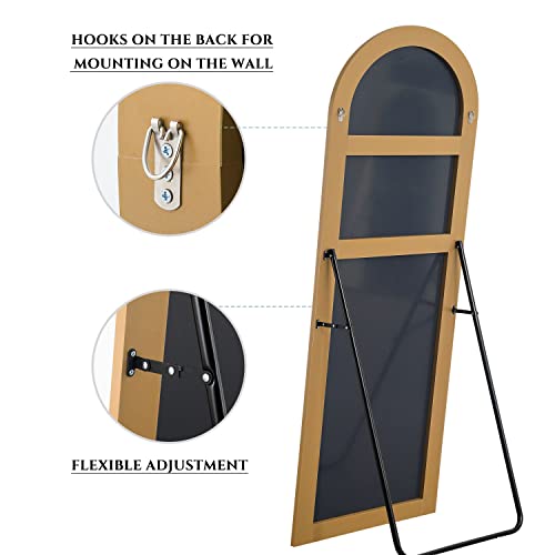 Image of PexFix Arched Full Length Mirror Arched Wall Mirror Floor Mirror with Stand Contemporary Full Length Mirror with Gold Wood Frame,60''x20'' (USAM019)
