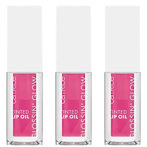 Catrice Glossin' Glow Tinted Lip Oil, Lipgloss, Nr. 040, Pink, pflegend, Färbeeffekt, mit Ölen, natürlich, vegan, ohne Parabene, ohne Mikroplastikpartikel, Nanopartikel frei, 3er Pack (3x4ml)