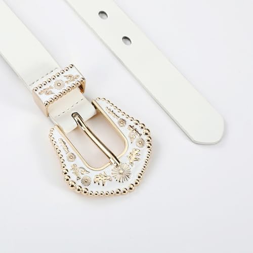 Women's Leather Belt Vintage Western Cowboy Style Buckle Waist Belt for Pants Jeans Dresses3