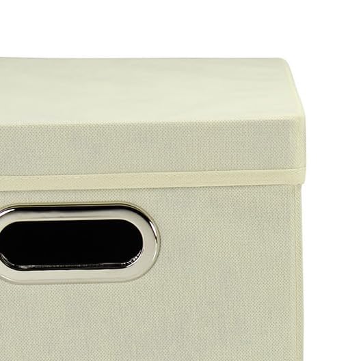 Image of Household Essentials 39-1 Decorative Storage Cube Set with Removable Lids | Natural | 2-Pack