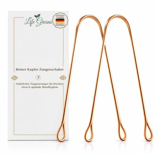 Hochwertiger Kupfer-Zungenschaber – 2 Stück (1er Pack) - Zungenreiniger für Frischen Atem und Maximale Mundhygiene – Beseitige Mundgeruch und genieße in Sekunden frischen Atem - Ayurveda“