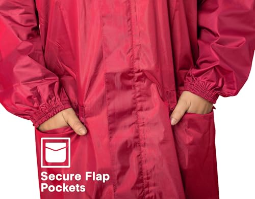 Image of THE DRY CAPE ; LET IT RAIN Women's Waterproof Rain Coat | Packable, Full Length with Hood & Pockets | Urban Commuter Rainwear