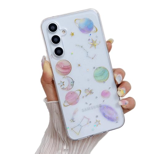 Yzniyzce Cover per Samsung Galaxy A16 4G / 5G, Custodia Trasparente Glitter Pianeta Universo Modello Silicone TPU Antiurto Carino per Ragazze e Donne per Samsung Galaxy A16 4G / 5G 6,7", Pianeta