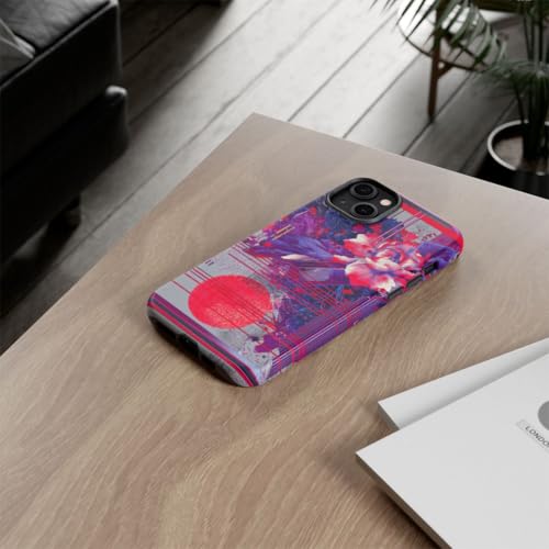 Coque iPhone 14 Plus Violet géométrie florale abstraite rigide - 4