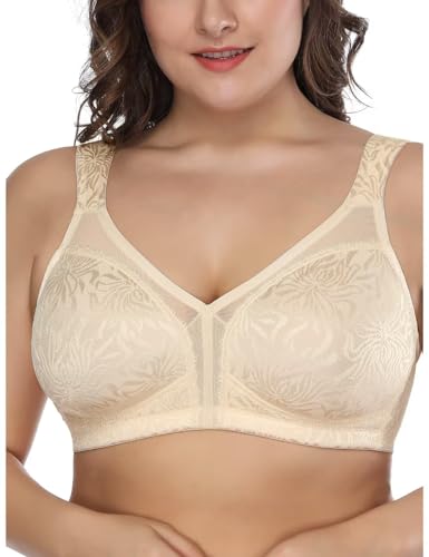 Deyllo Women's Full Coverage Plus Size Comfort Minimizer Bra Wirefree Non Padded