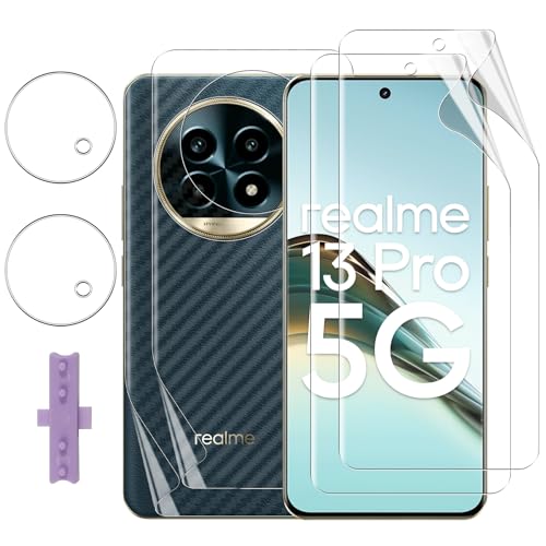 per Realme 13 13 Pro 13 Pro+ 5G Pellicola Protettiva 2+2+2 Pezzi TPU + Posteriore Protezione Schermo + Vetro Temperato Fotocamera HD Anti-Graffio