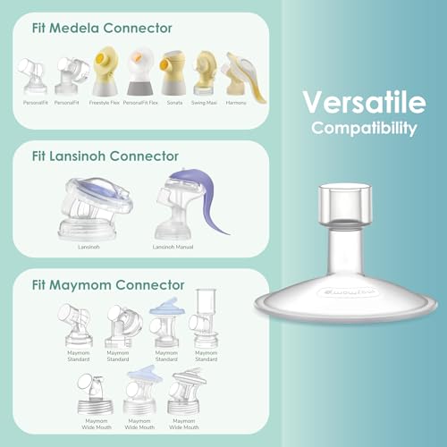 Image of 14mm Maymom MyFit Shields, Saucer Series; Compatible with Medela Breast Pump- PersonalFit, Freestyle, Harmony, Maxi, Freestyle Flex Connector; Connect to Maymom Widemouth /Narrow Connector, 2pcs