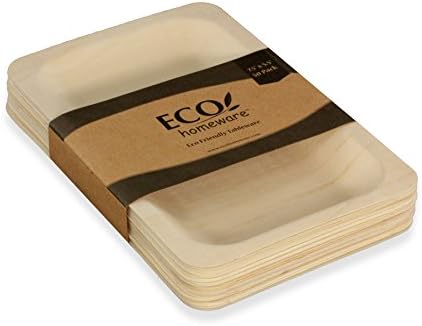 Disposable Wood Plates 7.5” x 5.5” – 50Pk. Natural Eco-Friendly Alternative to Plastic and Styrofoam that is Compostable and Biodegradable. Great for Parties, Weddings, Entertaining & Catering