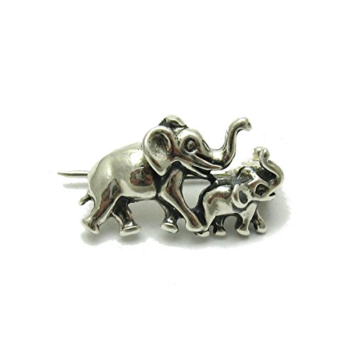 Broche en argent massif 925 anti-ternissement Empress motif éléphant