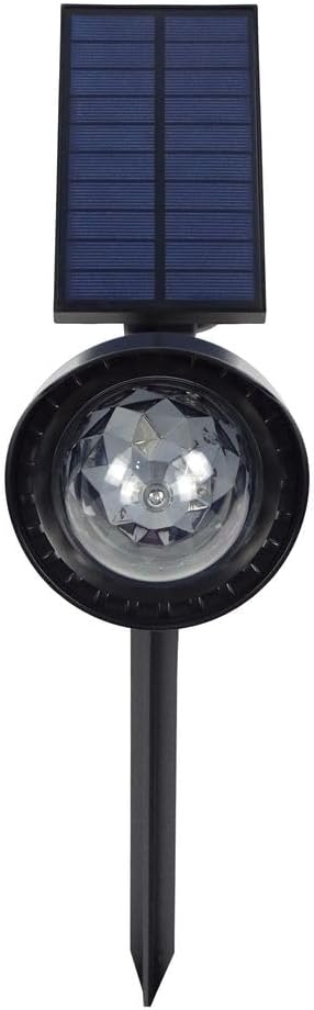 Alpine Corporation 6" Tall Solar Rotating Projector Lights, Dual Function with Multicolor LED Outdoor Decorative Lights, Black