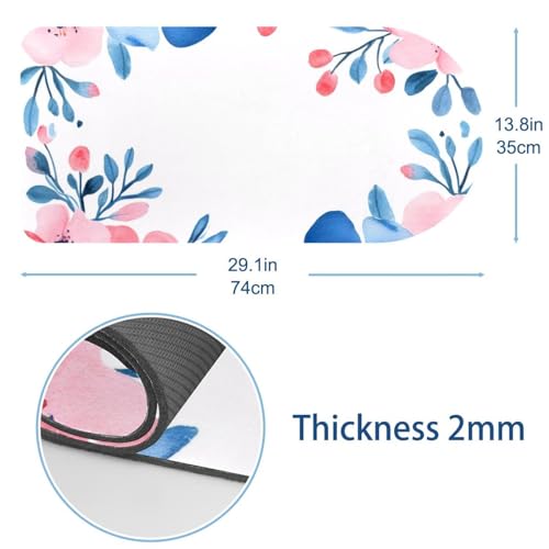 Grand tapis de souris grand protecteur de bureau étendu fleurs 73x35 cm