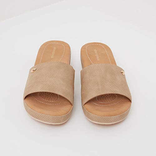 Image of shoexpress Women's Textured Slip-on Sandals with Platform Heels