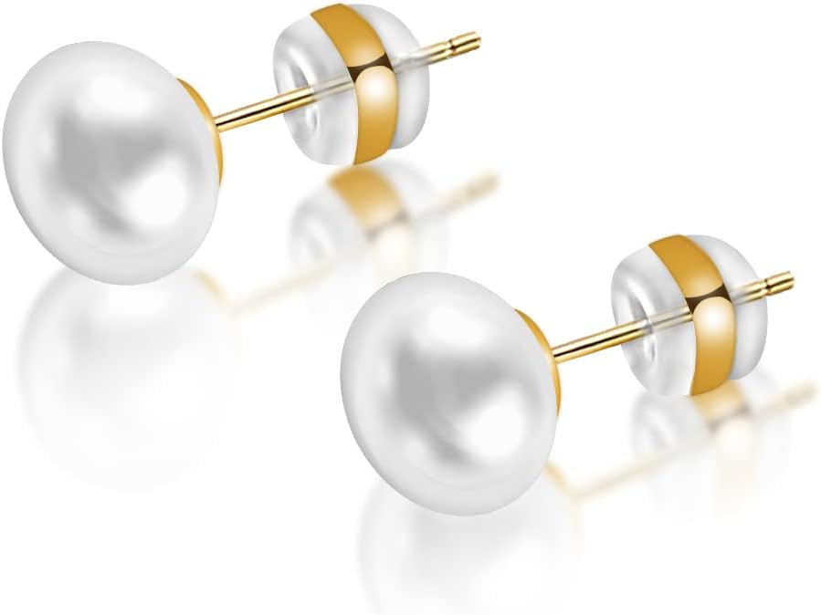 Gold-Plated Freshwater Cultured Pearl Stud Earrings | Genuine Real Pearl Jewelry for Women