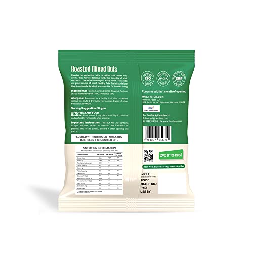 Image of Zucchero Roasted Premium Mixed Nuts, Unsalted, 30gx12(Pocket Pack) (California Almond, Cashew, Premium Peanuts, Pistachio) | Oil-Free Roasting | No Oil | No Salt | Slow baked Nuts