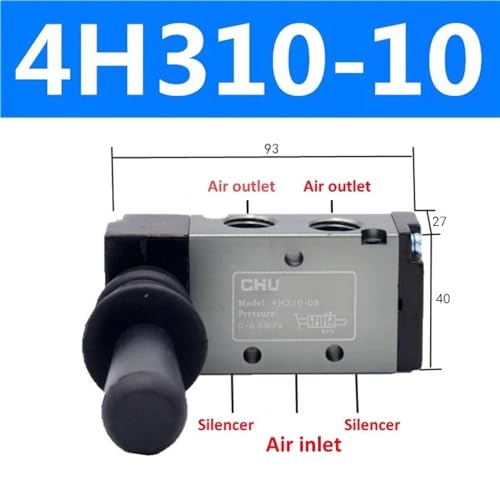 Válvula de control manual 4H310 de 5/2 vías con conector rápido de 8mm sin fugas 3