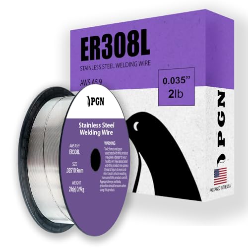 PGN Stainless Steel MIG Welding Wire - ER308L .035 Inch - 2 Pound Spool - Low-Carbon Mild Steel MIG Wire for Reduced Splatter and Better Corrosion Resistance - For All Position Gas Welding