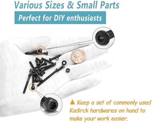 Kadrick 2240 Pcs M3 Screws Nuts Washers Assortment M3x4MM-35MM, Hex Socket Button & Cap Head Metric M3 Machine Bolts Kit, 12.9 & 10.9 Grade Alloy Steel,Black Screws for 3D Printing