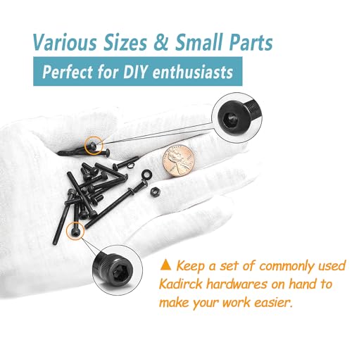 Kadrick 2240 Pcs M3 Screws Nuts Washers Assortment M3x4MM-35MM, Hex Socket Button & Cap Head Metric M3 Machine Bolts Kit, 12.9 & 10.9 Grade Alloy Steel,Black Screws for 3D Printing