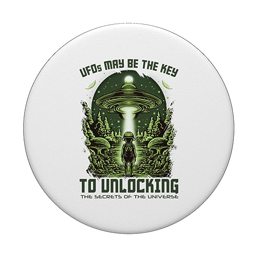 Alien Design UFO Ship - Unlocking Secrets of The Universe PopSockets Swappable PopGrip, Black - Image 3