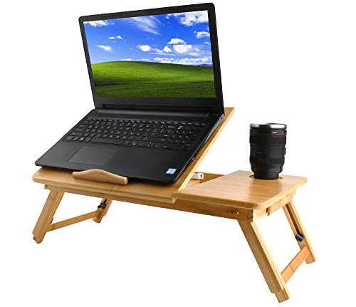 ISO TRADE Accessories PC and Laptops Brand Model Large Size Adjustable Height Portable Foldable Laptop Notebook Desk Tray Table Bed Table with Drawer Size 62.5x34.5x26cm 7974 - Image 3