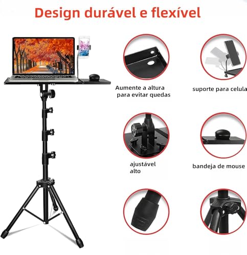 Suporte Para Projetor Notebook Universal Tripé Para Notebook e Projetores Bandeja de Apoio Ajuste Al