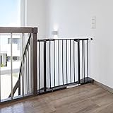 Hauck Treppenschutzgitter / Türschutzgitter Close N Stop incl. 21 cm Verlängerung, für Breiten 96 - 101 cm, ohne Bohren, Einhändiges Öffnen, Beidseitig Schwenkbar, Metall, Schwarz