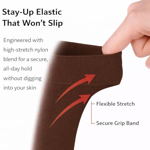 Image of Diamond Star Women's Trouser Socks, Opaque Knee High Nylon Socks, Stretchy Comfort Fit for Work and Casual, 6 Pairs
