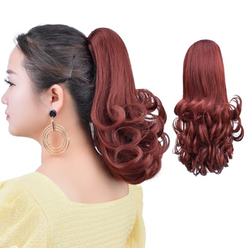 HSPCYGG Auburn Ponytail Extension 12" Wavy Claw Clip Pony Tail Extensions 5 OZ Synthetic Hallowmas Girls Hairpieces Women Fluffy Not Tangled